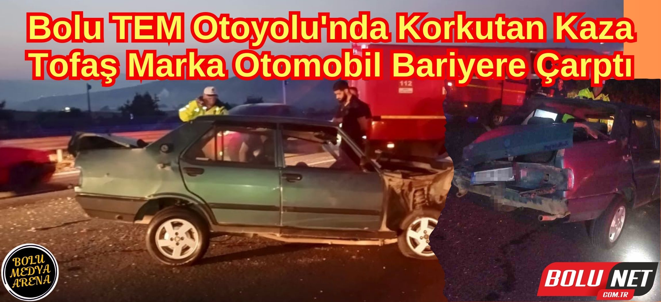 TEM’de bariyerlere çarpan otomobil hurdaya döndü: 1 yaralı ...BoluNet