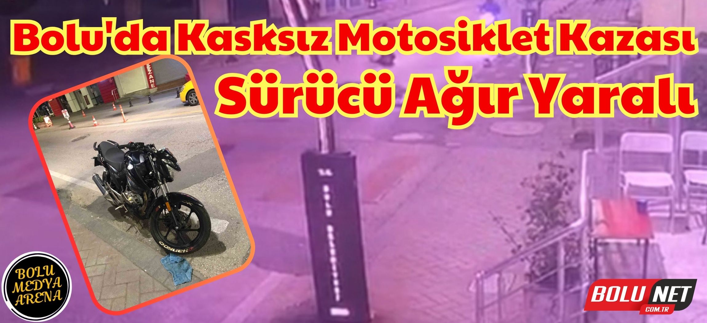 Kasksız sürücü motosikletten düştü, kafasını kaldırıma çarptı...BoluNet