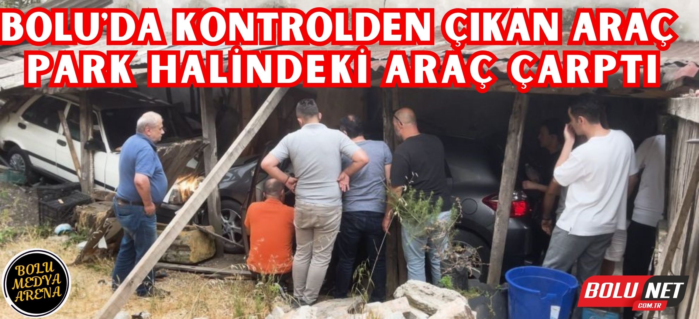 Gaz pedalı takılı kaldı, garajın kapısını kırarak otomobile çarptı: 1 yaralı ...BoluNet