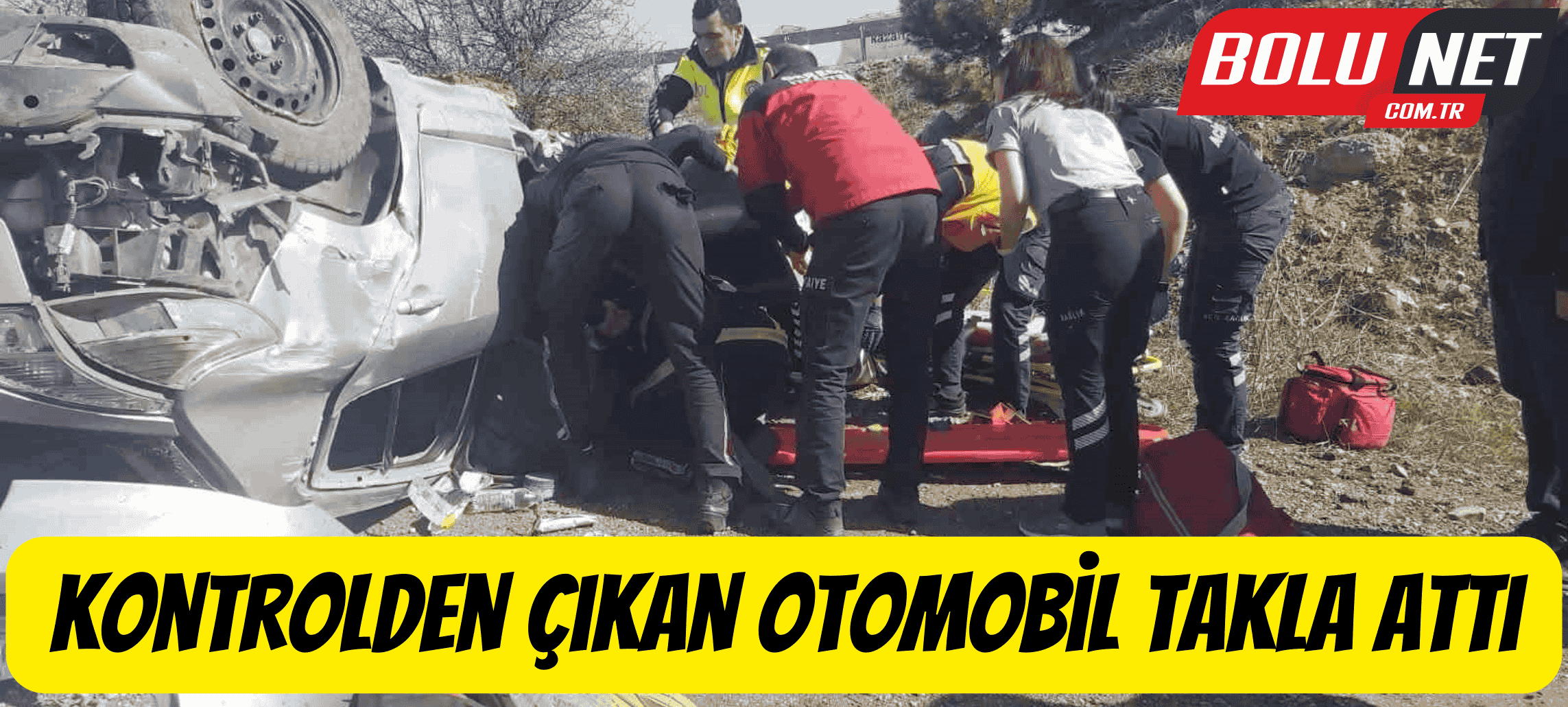 Kontrolden çıkan otomobil takla attı: 1 yaralı ...BoluNet