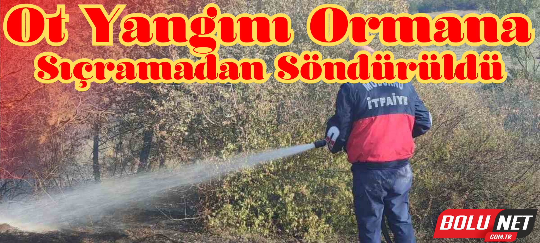 Ot yangını ormana sıçramadan söndürüldü...BoluNet