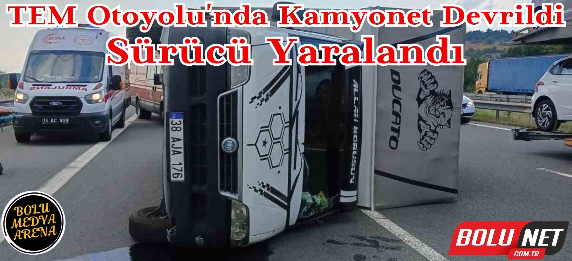 Kontrolden çıkan kamyonet otoyolda devrildi...BoluNet