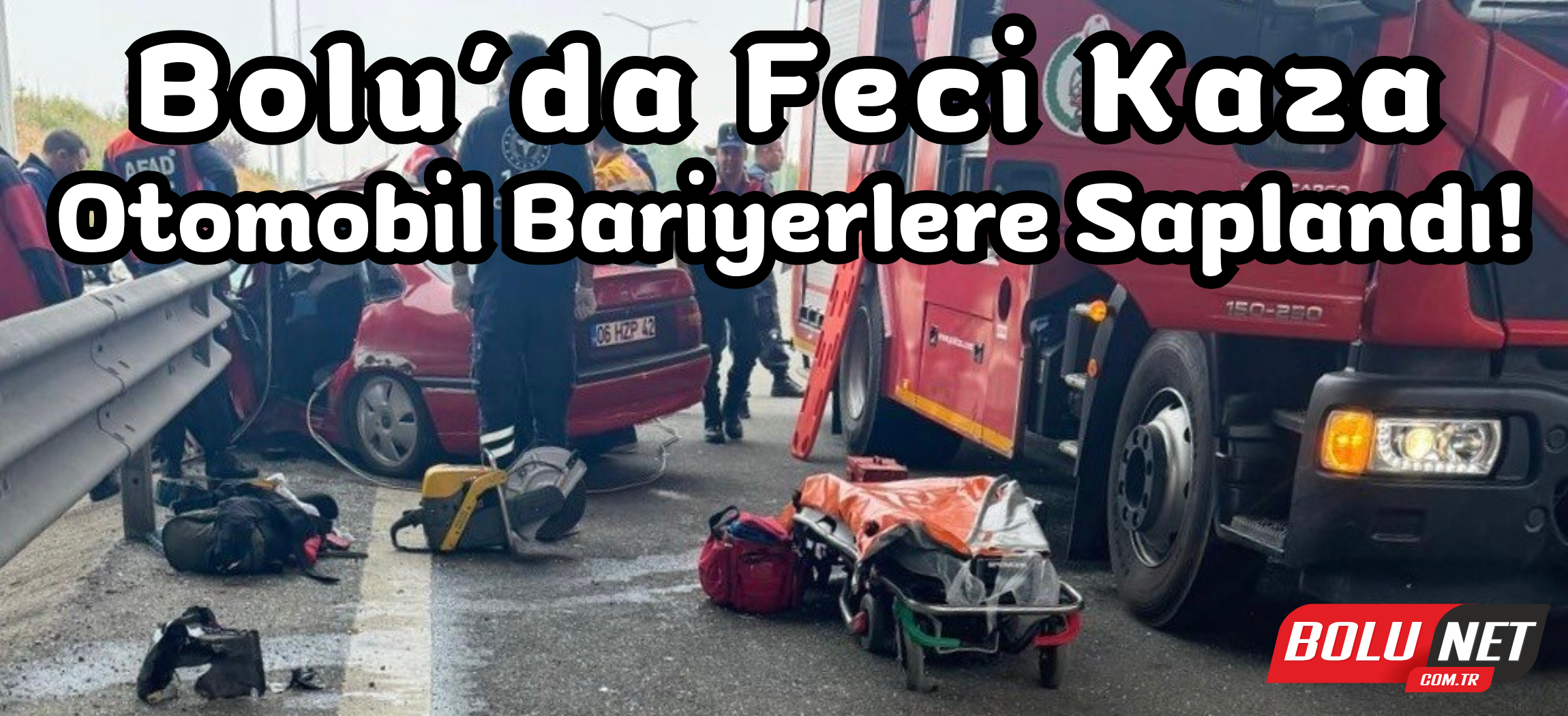 Bariyerlere çarpan otomobil hurdaya döndü: 1 yaralı ...BoluNet