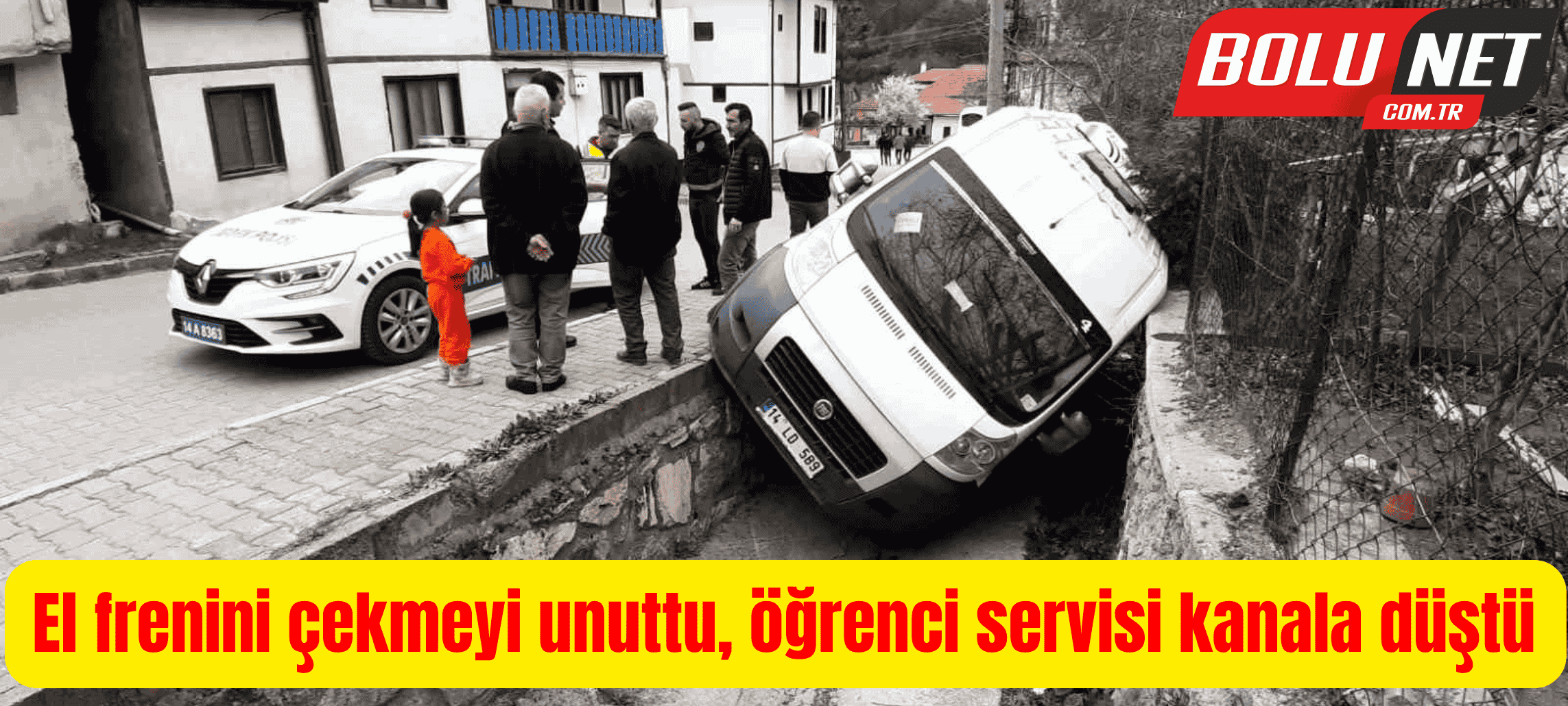 El frenini çekmeyi unuttu, öğrenci servisi kanala düştü...BoluNet