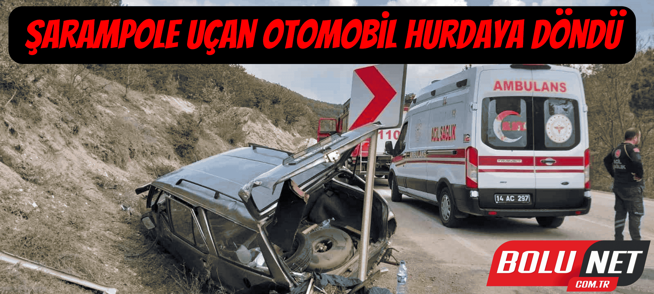 Şarampole uçan otomobil hurdaya döndü: 1 yaralı ...BoluNet