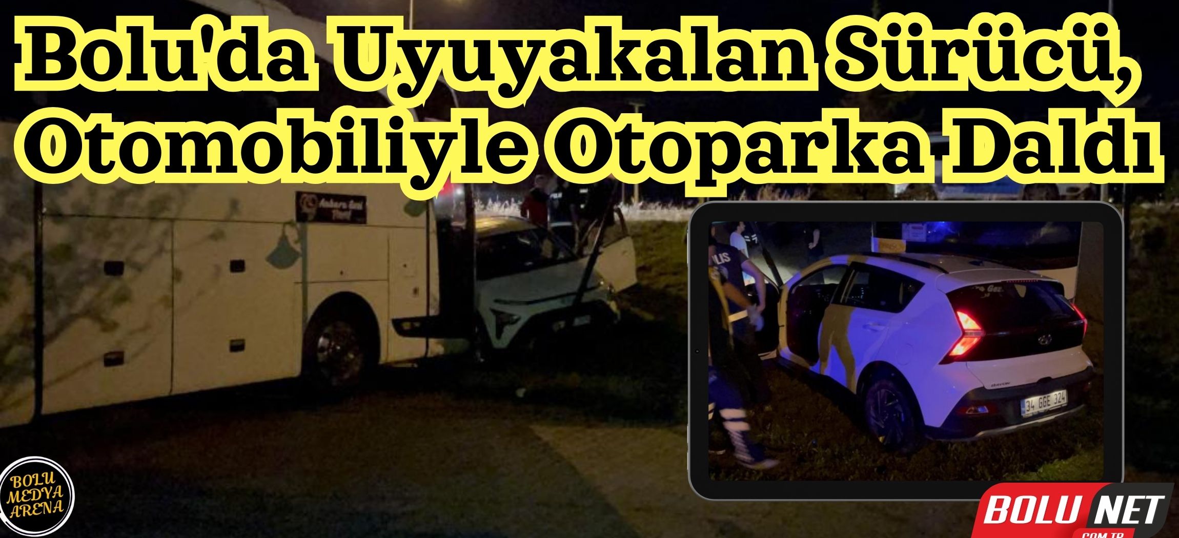 Uyuyakalan otomobil sürücüsü yoldan çıktı, otoparka daldı...BoluNet