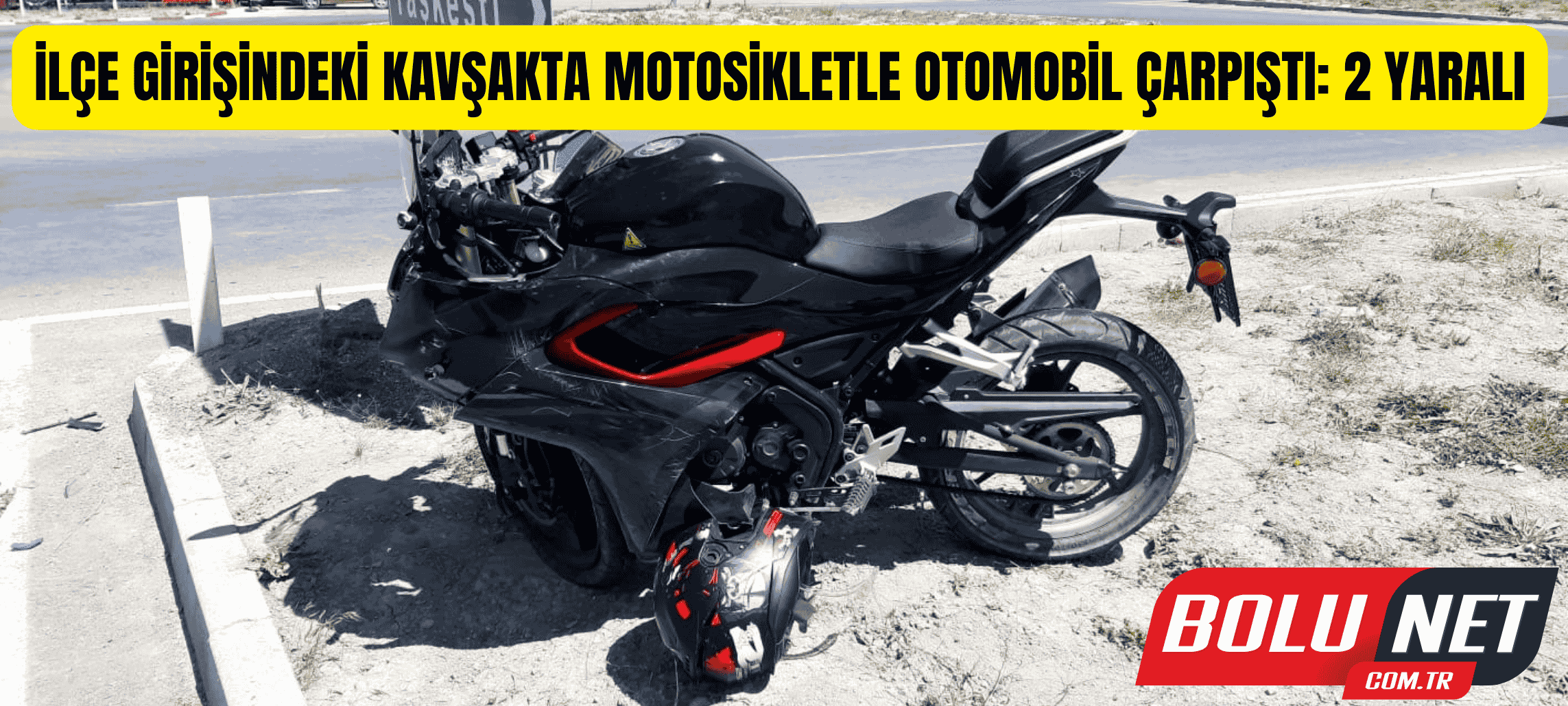 İlçe girişindeki kavşakta motosikletle otomobil çarpıştı: 2 yaralı ...BoluNet