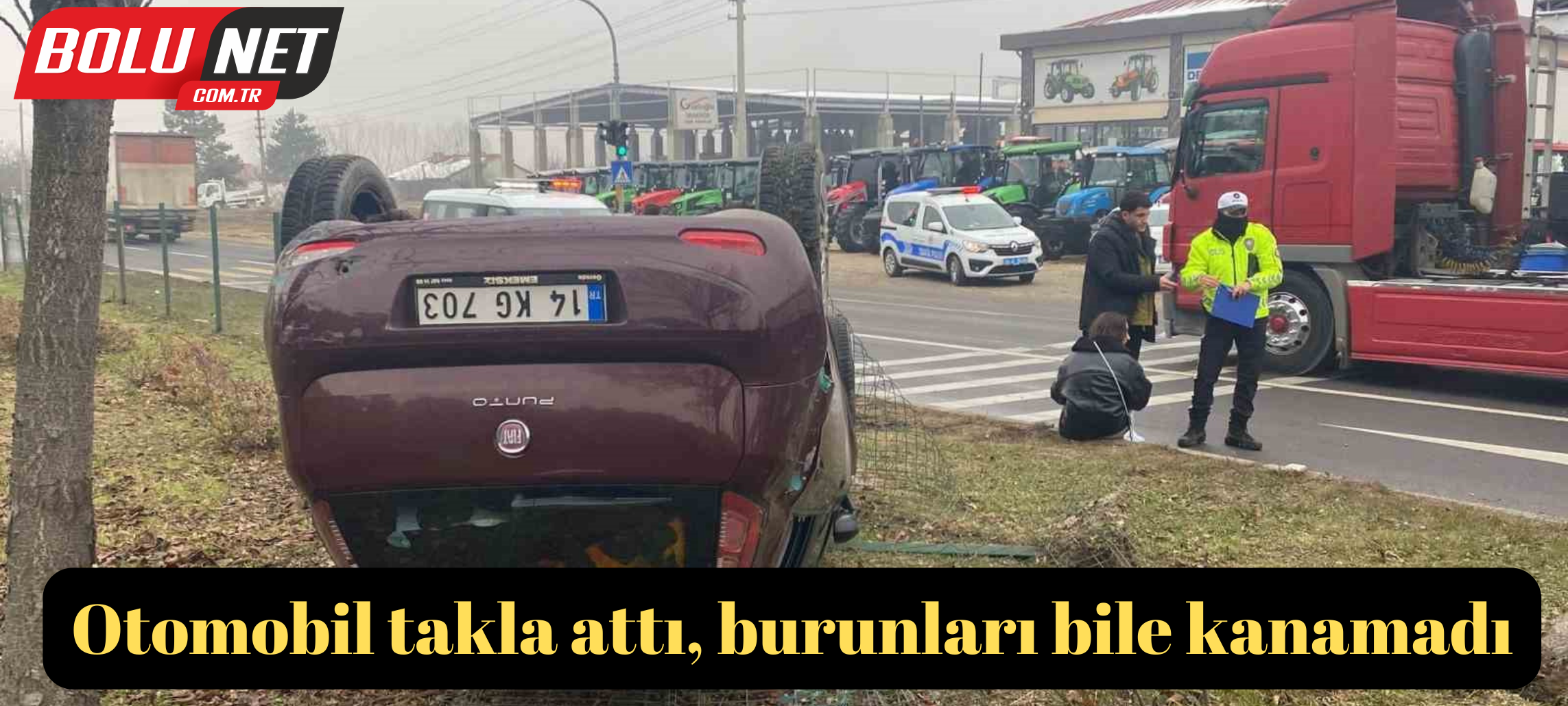 Otomobil takla attı, burunları bile kanamadı ...BoluNet