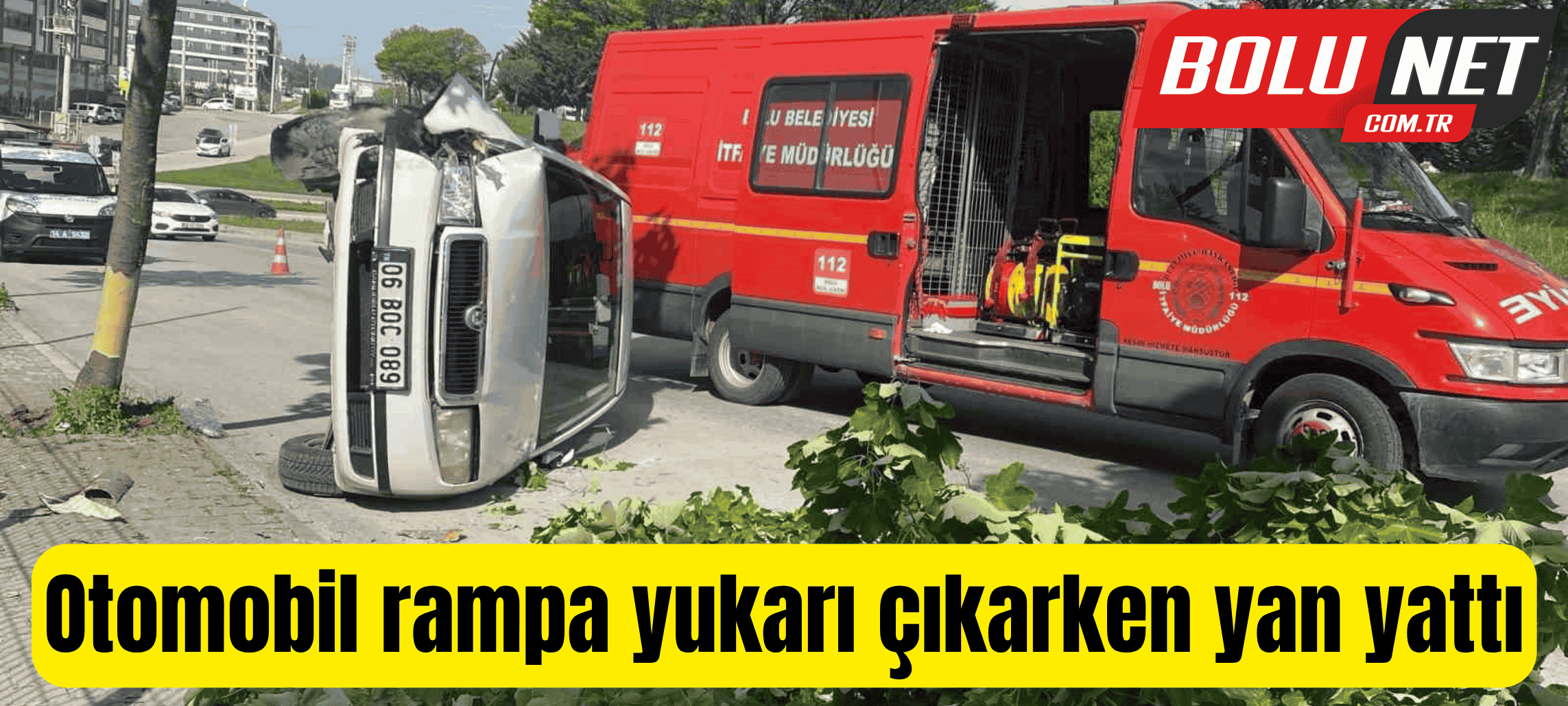 Otomobil rampa yukarı çıkarken yan yattı: 1 yaralı ...BoluNet