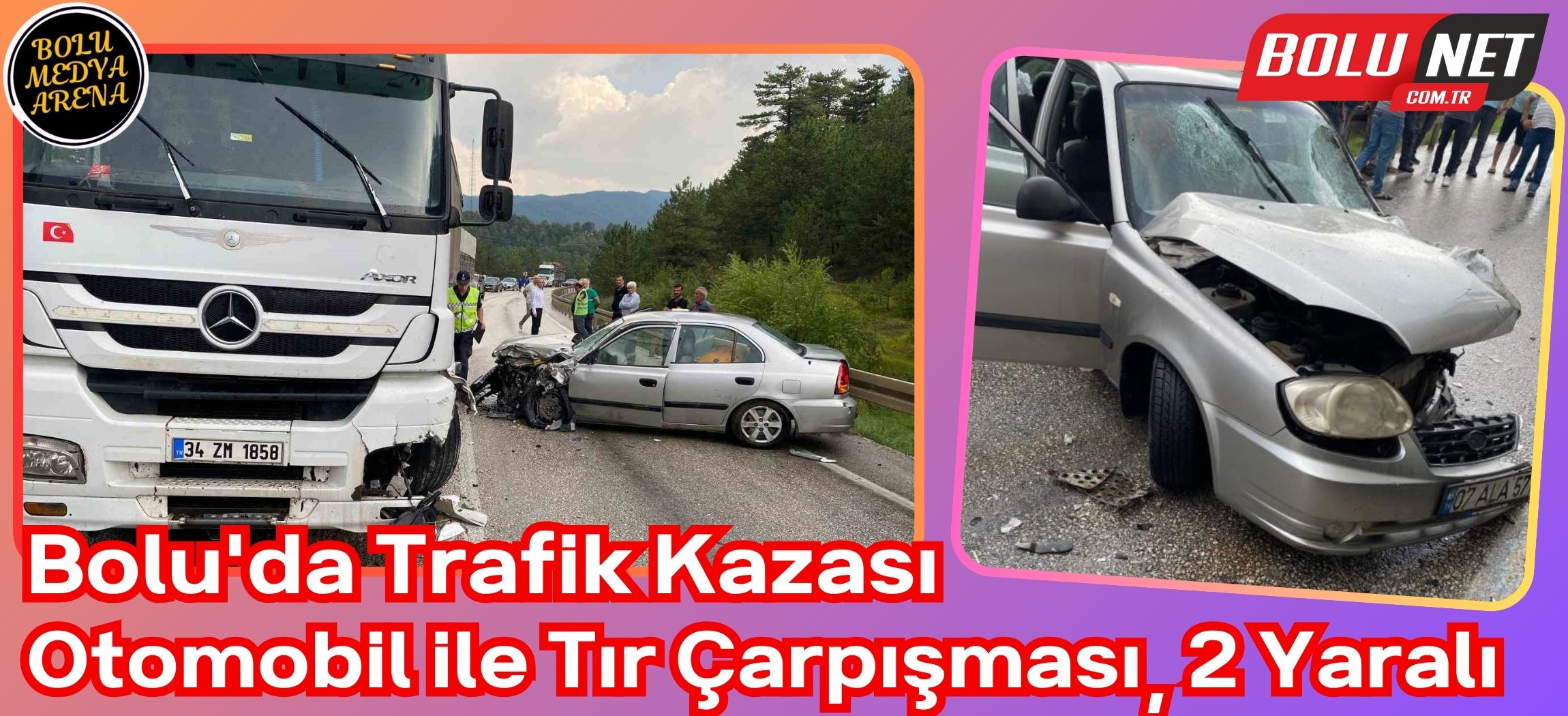 Otomobil tırla çarpıştı: 2 yaralı ...BoluNet