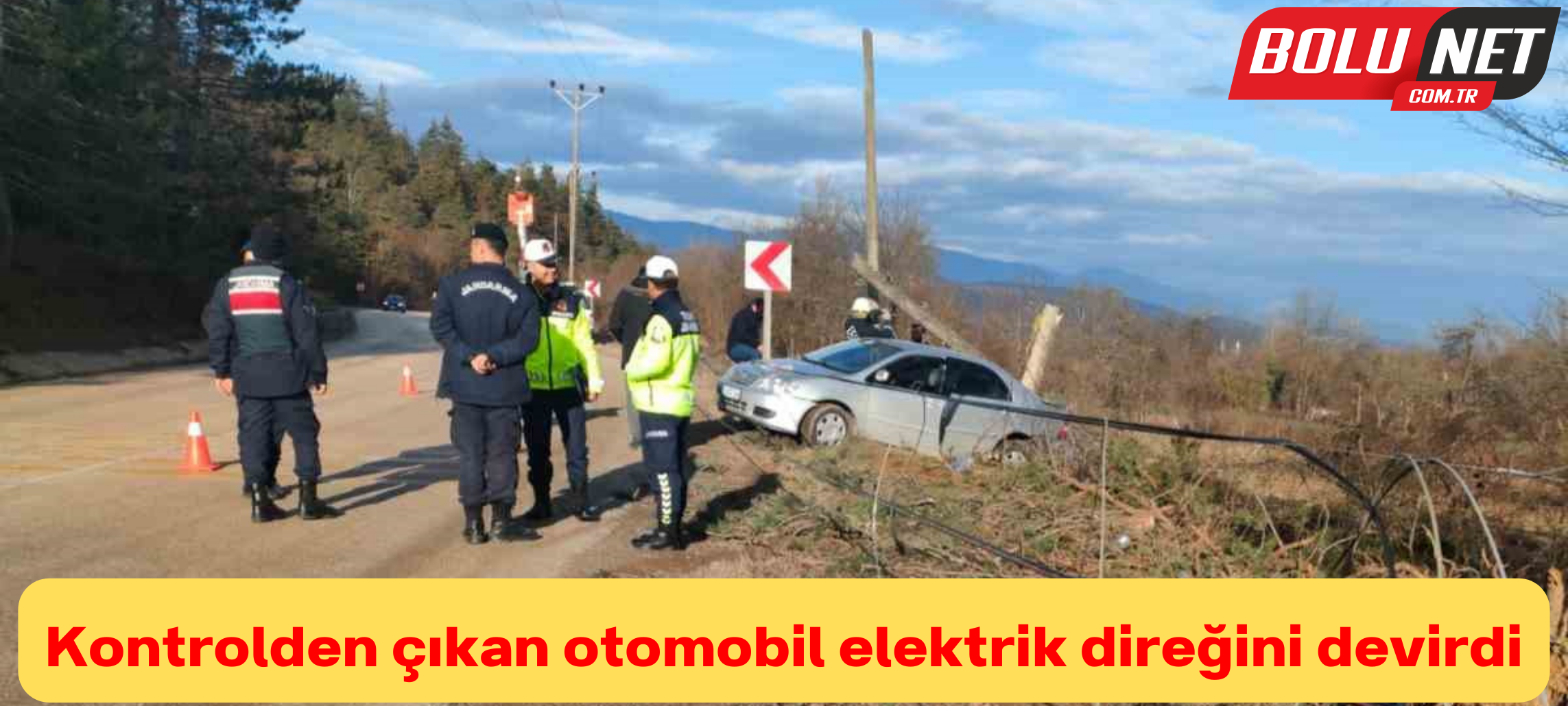 Kontrolden çıkan otomobil elektrik direğini devirdi ...BoluNet