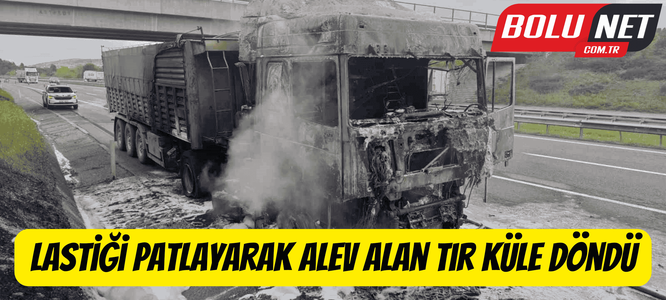 Lastiği patlayarak alev alan tır küle döndü ...BoluNet