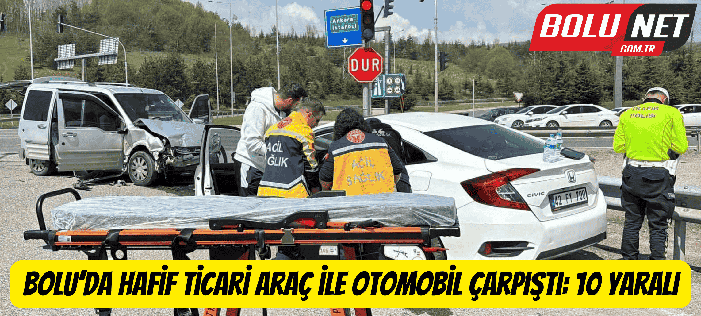 Bolu’da hafif ticari araç ile otomobil çarpıştı: 10 yaralı...BoluNet