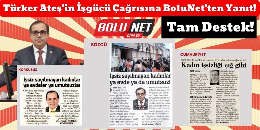 BoluNet, Türker Ateş'in İşgücü Çağrısını Yankılıyor! Türker Ateş'in İşsizlik Eleştirilerine Katılıyoruz!...BoluNet