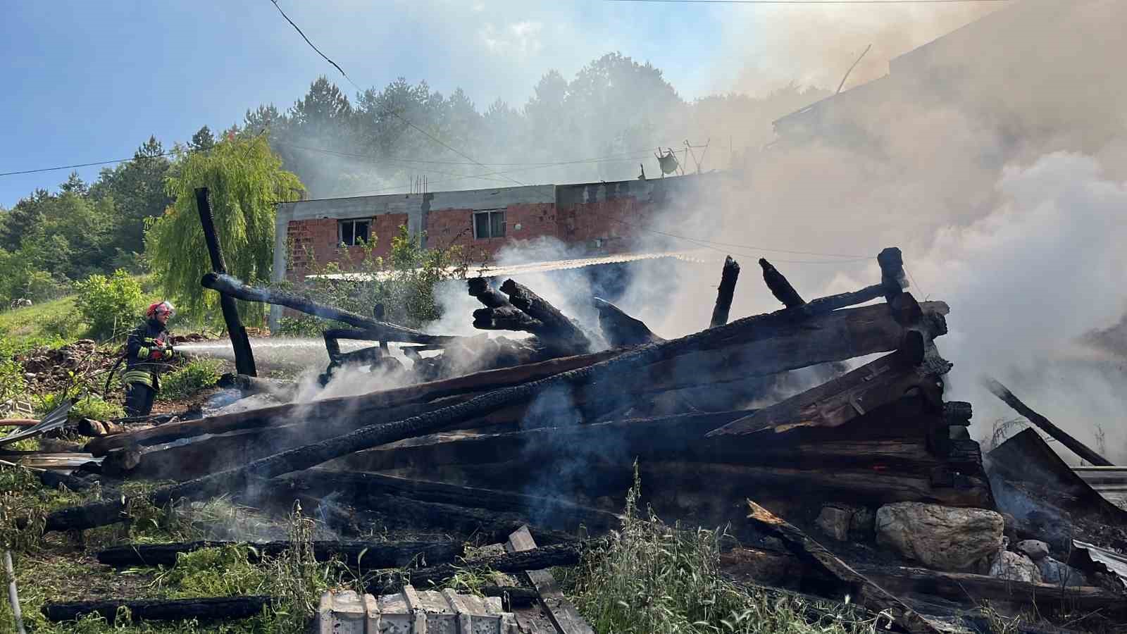 Bolu’da 2 samanlık ve odunluk alev alev yandı: Yangın havadan görüntülendi ...BoluNet