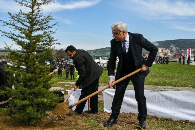 Deprem Kayıplarımız için, Bolu Valisi Erkan Kılıç ağaç dikti.